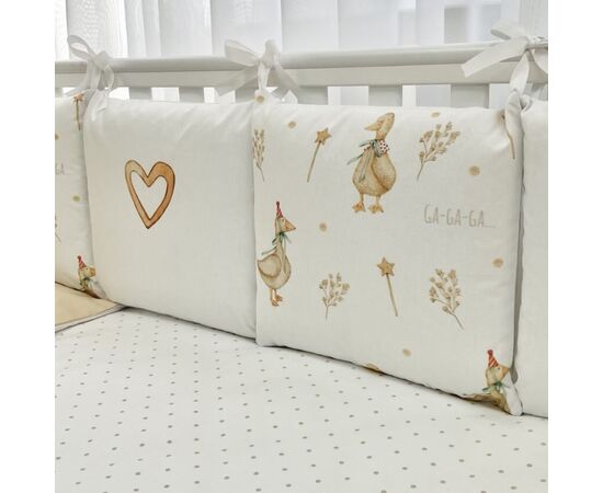 Babybettwäscheset „Gänse“ 100% Baumwolle, 14-tlg Komplett-Set beige/weiß, Foto 10
