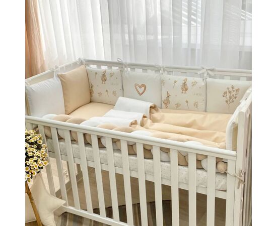 Babybettwäscheset „Gänse“ 100% Baumwolle, 14-tlg Komplett-Set beige/weiß, Foto 2