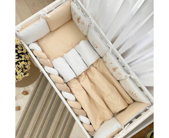 Babybettwäscheset „Gänse“ 100% Baumwolle, 14-tlg Komplett-Set beige/weiß, Foto 3