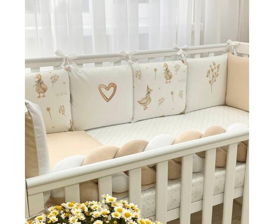 Babybettwäscheset „Gänse“ 100% Baumwolle, 14-tlg Komplett-Set beige/weiß, Foto 4