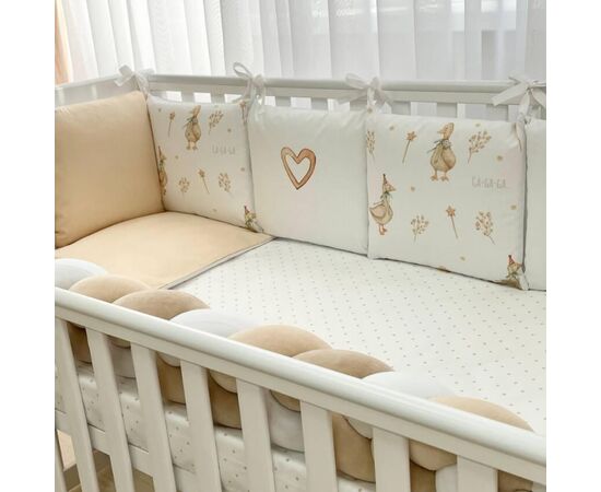 Babybettwäscheset „Gänse“ 100% Baumwolle, 14-tlg Komplett-Set beige/weiß, Foto 5