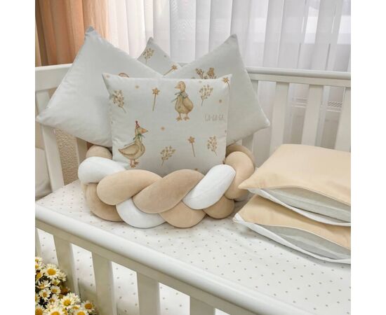 Babybettwäscheset „Gänse“ 100% Baumwolle, 14-tlg Komplett-Set beige/weiß, Foto 7