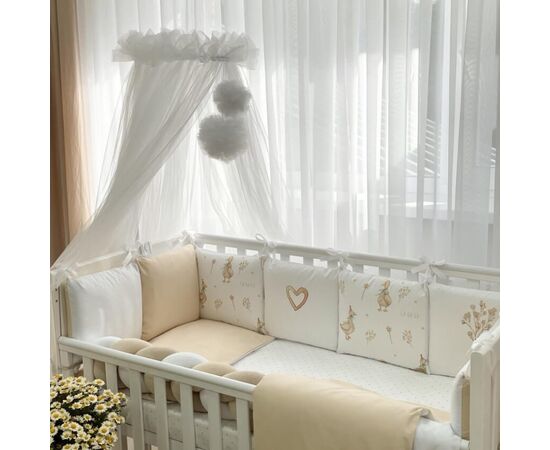 Babybettwäscheset „Gänse“ 100% Baumwolle, 14-tlg Komplett-Set beige/weiß, Foto 9