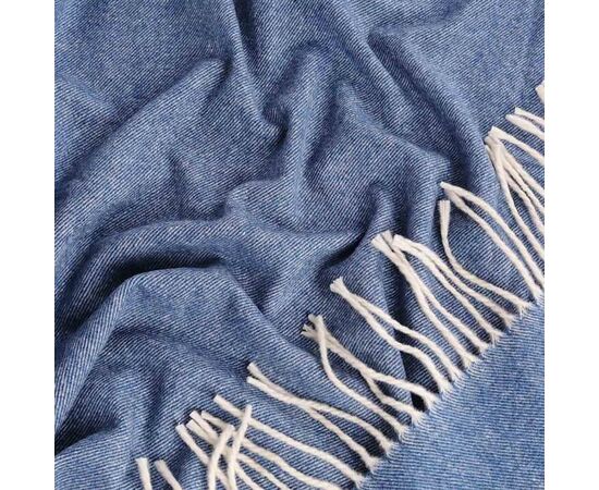 Blaue Wolldecke mit Kaschmir 140x200 cm – Natur, Atmungsaktiv, Kuscheldecke, Sofa- & Bettüberwurf, Foto 2