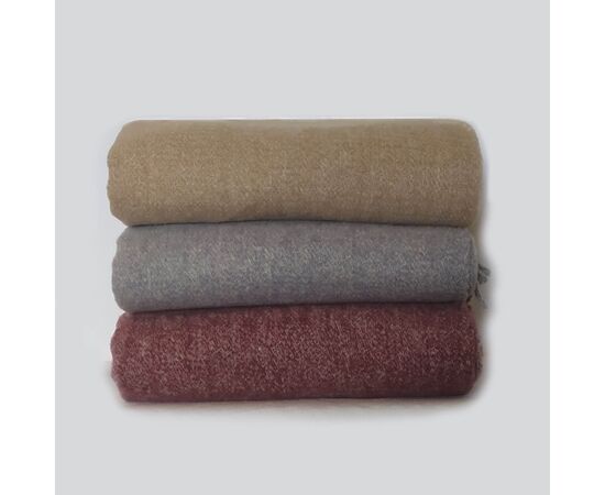 100% Merino-Wolldecke – Beige Melange, 140x200 cm mit Fransen, Foto 4
