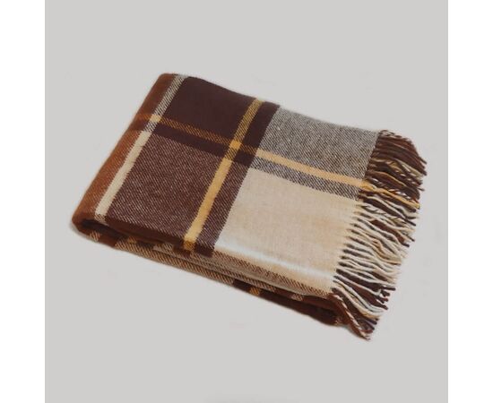 Braun-Beige Karo-Wolldecke 140x200 cm – 100% reine Neuseeland-Schurwolle, Foto 6
