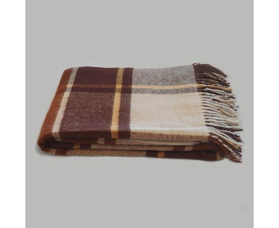 Braun-Beige Karo-Wolldecke 140x200 cm – 100% reine Neuseeland-Schurwolle, Foto 5