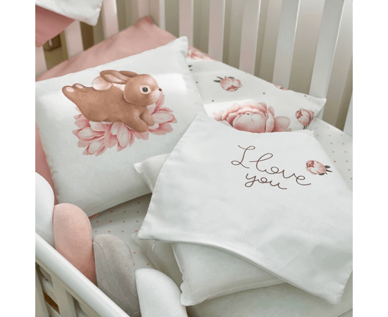 14-tlg Rosa Bettwäsche-Set mit Umrandung für Kinderbett 100% Baumwolle, Foto 2