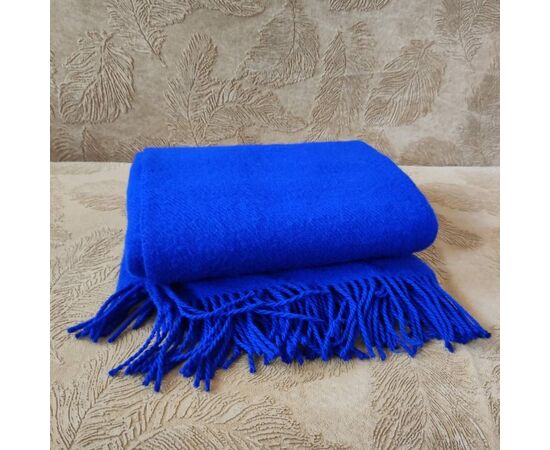 Blaue Wolldecke 140x200 cm – 100% Schafwolldecke Königsblau solide einfarbig, Foto 2