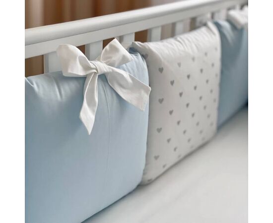 Babybett Komplettset SHINE Baby-Baumwoll-Bettwäsche-Set mit Bettumrandung-Kissen, Blau 17-tlg, Foto 3