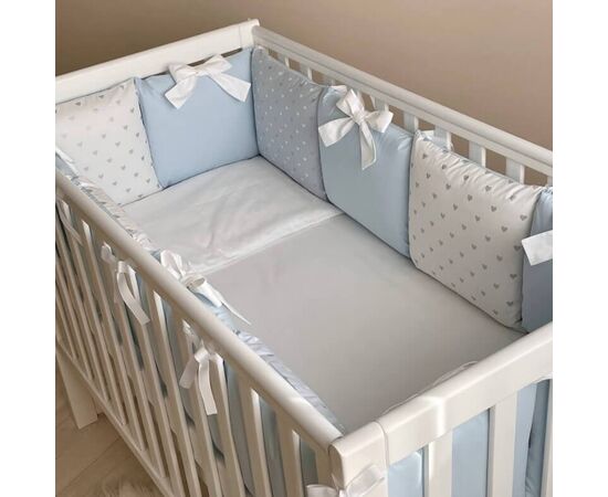 Babybett Komplettset SHINE Baby-Baumwoll-Bettwäsche-Set mit Bettumrandung-Kissen, Blau 17-tlg, Foto 8