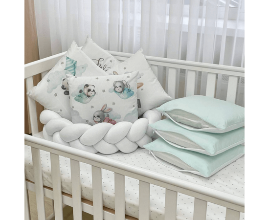 Baby Bettwäsche Set mit Umrandung 'Sweet Animals' 14-tlg, Baumwolle, Komplettset, Foto 5