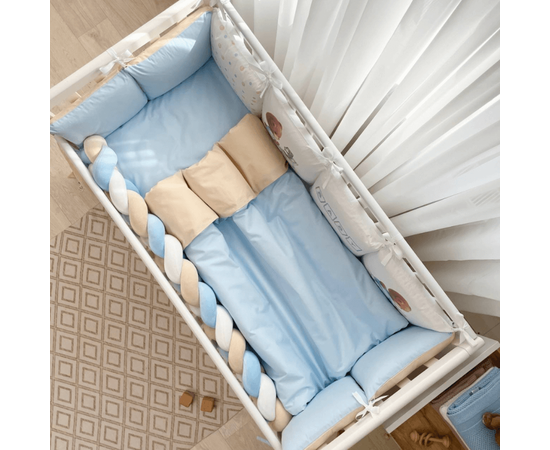 Kinderbettwäsche-Set mit Nestchen 'Baby Teddy' blau 14-tlg 100 % Baumwolle, Foto 3