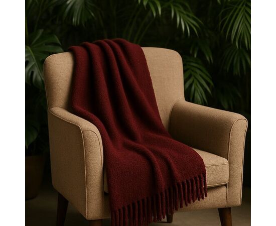 Bouclé Wolldecke Dunkelrot – 140x200 cm – Gemütlich & Vielseitig, Foto 3