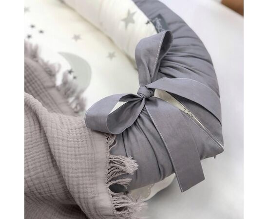 Babynest Kokon für Neugeborene mit Matratze, Grau/Weiß, Foto 4