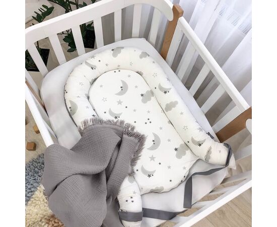 Babynest Kokon für Neugeborene mit Matratze, Grau/Weiß, Foto 2