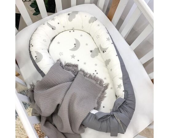 Babynest Kokon für Neugeborene mit Matratze, Grau/Weiß, Foto 6