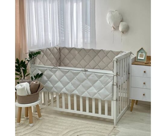 Babybettumrandung beige/weiß, 360 cm, Baumwolle, Foto 4