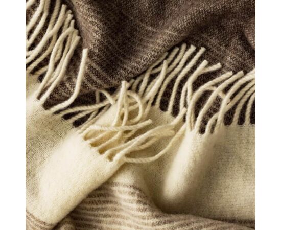 Gestreifte Merino Wolldecke 150x200 cm – Weiche Naturdecke, Warm & Atmungsaktiv, Foto 2