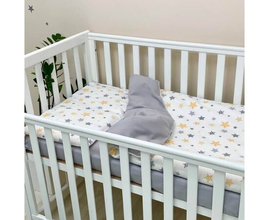 3-tlg Sternen Babybettwäsche aus Flanell in grau/gelb, Foto 3