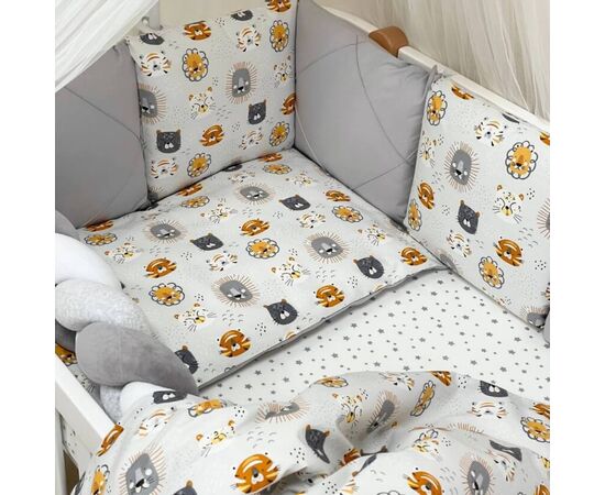 Baby-Bettwäsche für Jungs, grau, Baumwolle, 14-tlg Babybett Komplett Set, Foto 2