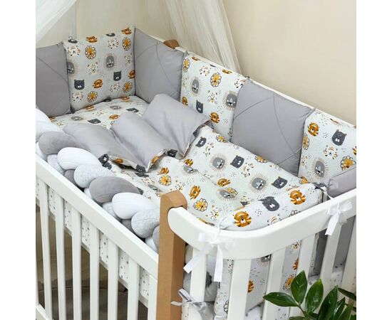 Baby-Bettwäsche für Jungs, grau, Baumwolle, 14-tlg Babybett Komplett Set, Foto 7