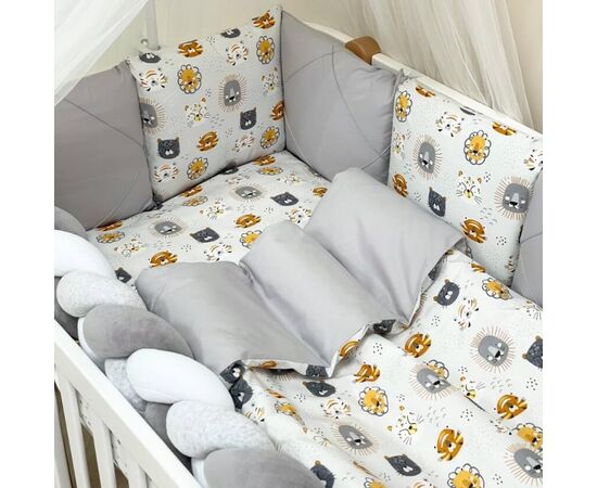 Baby-Bettwäsche für Jungs, grau, Baumwolle, 14-tlg Babybett Komplett Set, Foto 3