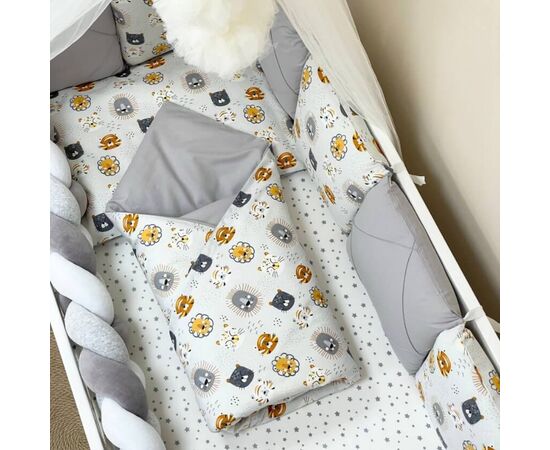 Baby-Bettwäsche für Jungs, grau, Baumwolle, 14-tlg Babybett Komplett Set, Foto 4
