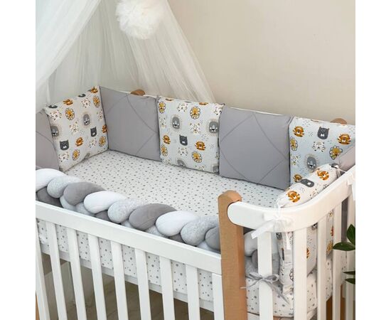 Baby-Bettwäsche für Jungs, grau, Baumwolle, 14-tlg Babybett Komplett Set, Foto 8