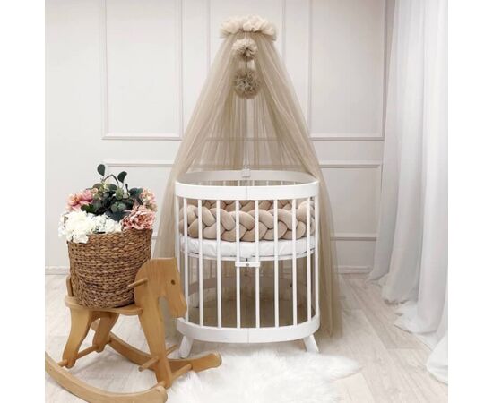 Brauner Betthimmel mit Pompons fürs Babybett 9m, Foto 2