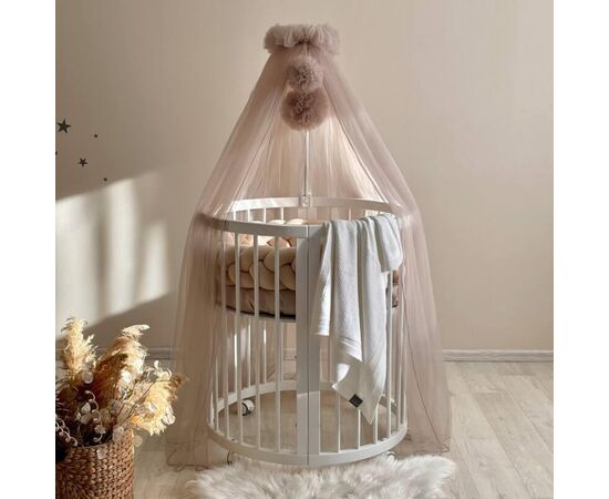 Brauner Betthimmel mit Pompons fürs Babybett 9m, Foto 3