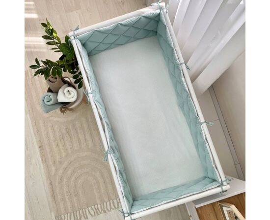 Babybettumrandung minze/weiß, 360 cm, Baumwolle, Foto 3