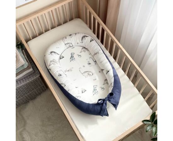 Babynestchen Kokon 2-seitig DINO, blau, mit Matratze, Foto 5