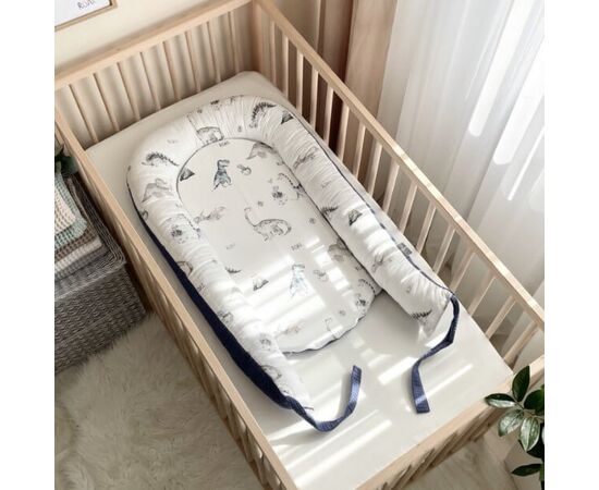 Babynestchen Kokon 2-seitig DINO, blau, mit Matratze, Foto 2