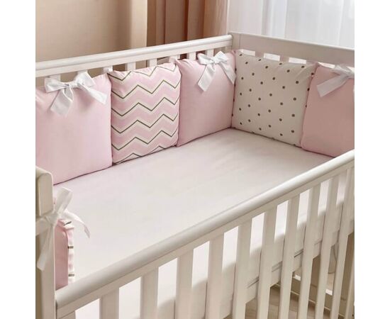 Babybett Komplettset SHINE Baby-Baumwoll-Bettwäsche-Set mit Bettumrandung-Kissen, Rosa 17-tlg, Foto 7