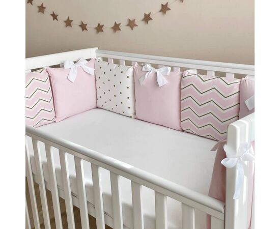 Babybett Komplettset SHINE Baby-Baumwoll-Bettwäsche-Set mit Bettumrandung-Kissen, Rosa 17-tlg, Foto 8