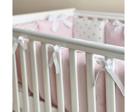 Babybett Komplettset SHINE Baby-Baumwoll-Bettwäsche-Set mit Bettumrandung-Kissen, Rosa 17-tlg, Foto 9
