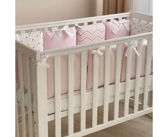 Babybett Komplettset SHINE Baby-Baumwoll-Bettwäsche-Set mit Bettumrandung-Kissen, Rosa 17-tlg, Foto 10