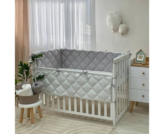 Babybettumrandung grau/weiß, 360 cm, Baumwolle, Foto 3