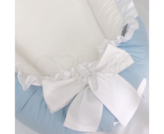 Doppelseitiges Babynest hellblau/weiß mit Matratze (für Jungen), Foto 4