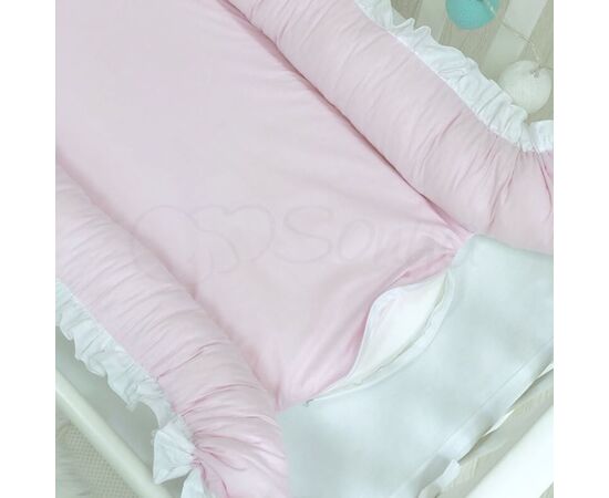 Doppelseitiges Babynest rosa/weiß mit Matratze (für Mädchen), Foto 4