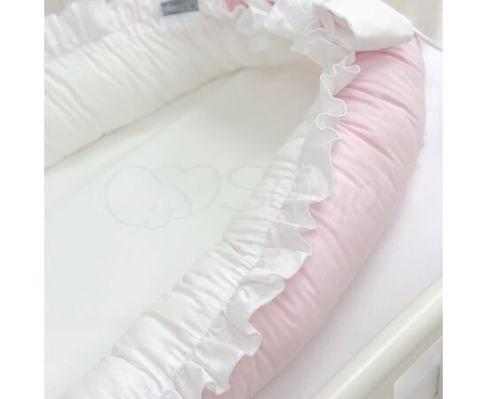 Doppelseitiges Babynest rosa/weiß mit Matratze (für Mädchen), Foto 5