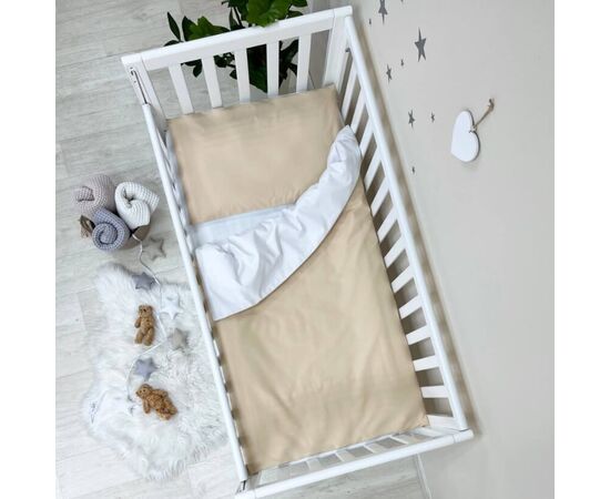 3-tlg Babybettwäsche Baumwolle beige/weiss, Foto 4