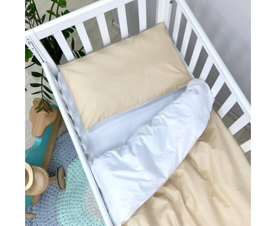 3-tlg Babybettwäsche Baumwolle beige/weiss, Foto 3
