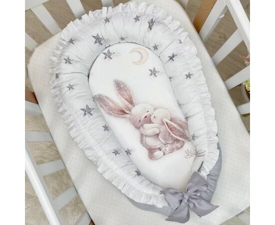 Babynest Kokon Magic Häschen Silber, Satin, mit Matratze, Foto 2