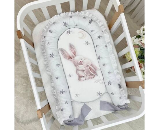 Babynest Kokon Magic Häschen Silber, Satin, mit Matratze, Foto 3